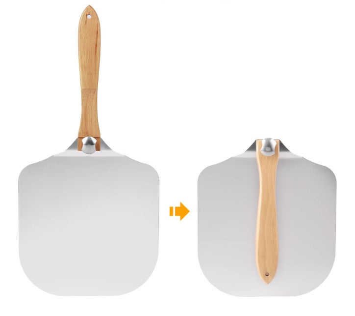 Pizza Tool Set - Wooden Handle Shovel, Rocker Cutter, and Spatula