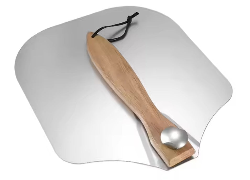 Stainless Steel Pizza Cutter & Server Set with Folding Wooden Handle