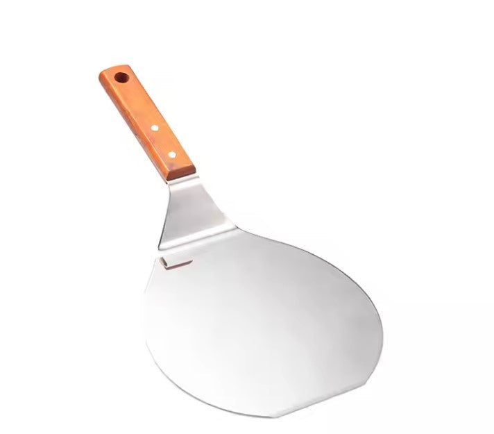 Round Stainless Steel Non-Stick Pizza Paddle with Oak Wooden Handle (set of two)