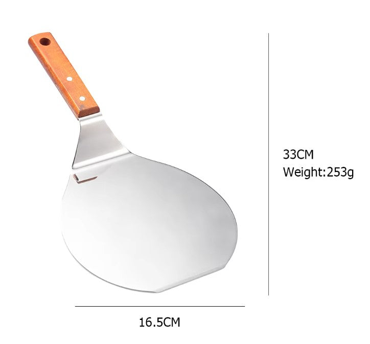 Round Stainless Steel Non-Stick Pizza Paddle with Oak Wooden Handle (set of two)