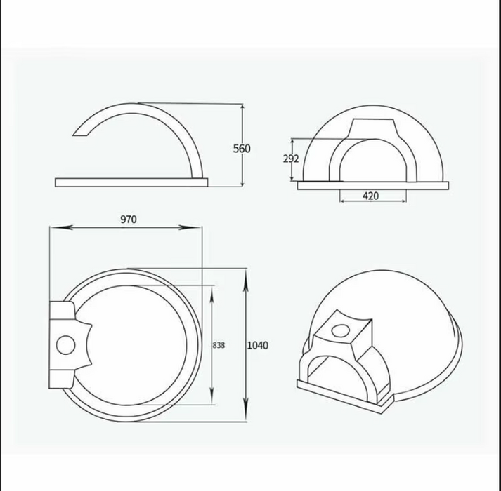 Round wood fire outdoor pizza oven